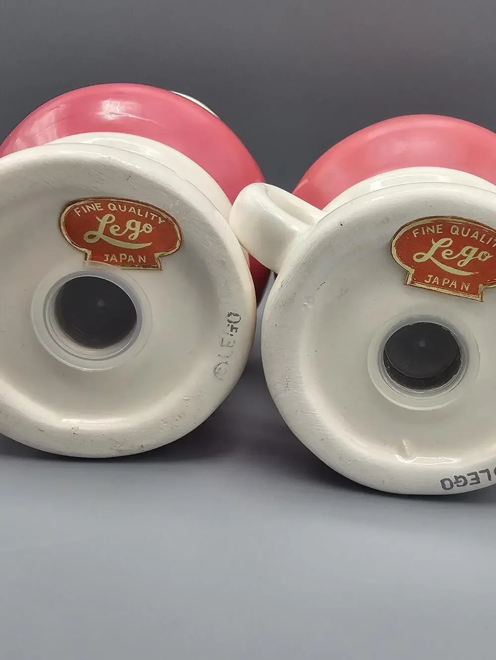 Vintage Lego Ceramic Salt and Pepper Shakers - Strawberry Milkshake Design